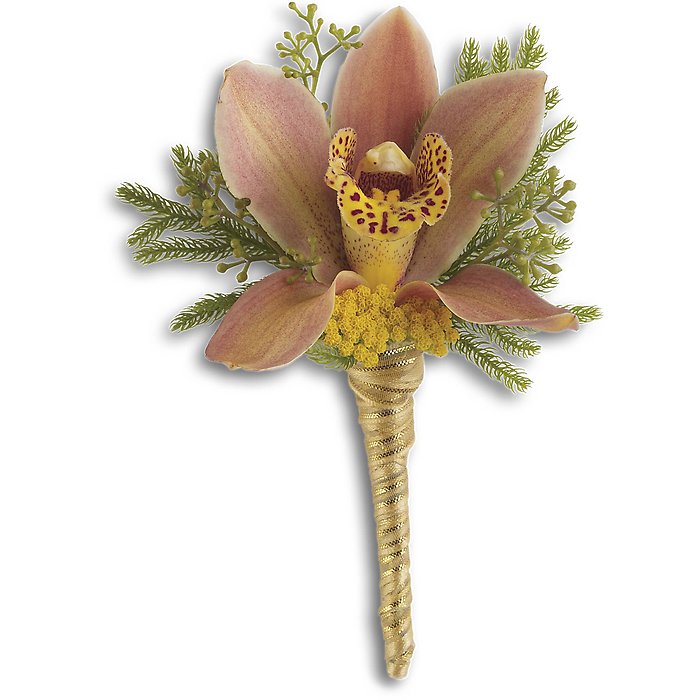 Sunset Orchid Boutonniere