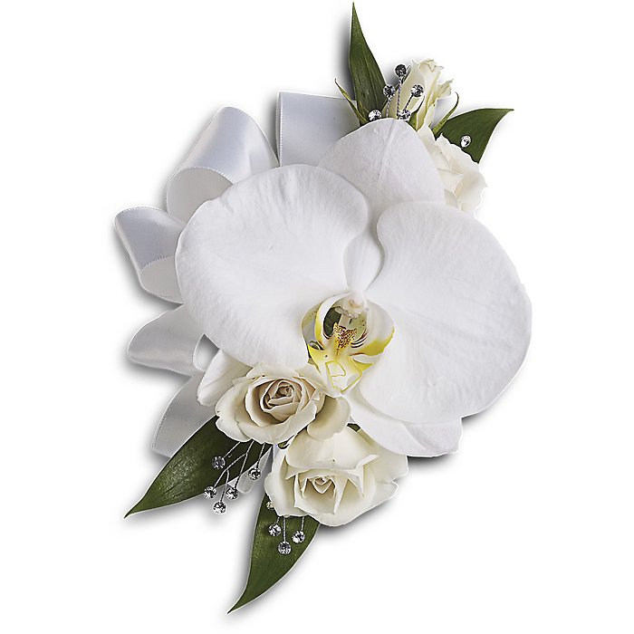 White Orchid and Rose Corsage